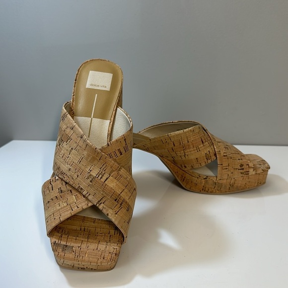 Dolce Vita Martin Cork Square Toe Slides Heeled Sandals Size 11 - Picture 15 of 15